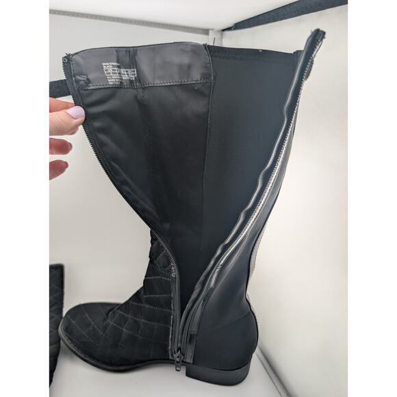 Stuart Weitzman Girls Size 3 Black Riding Boots Quilted 14" Knee High - Picture 10 of 11